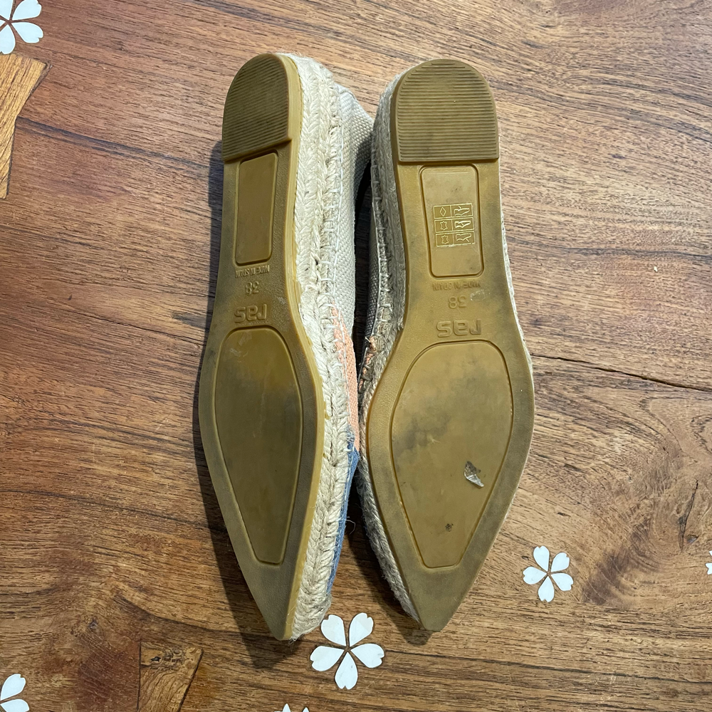 ras pointed toe flat espadrilles slip on shoes - size 38