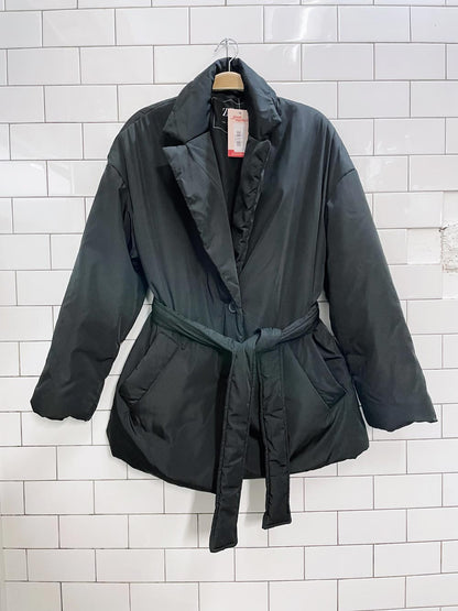 zara black belted padded jacket