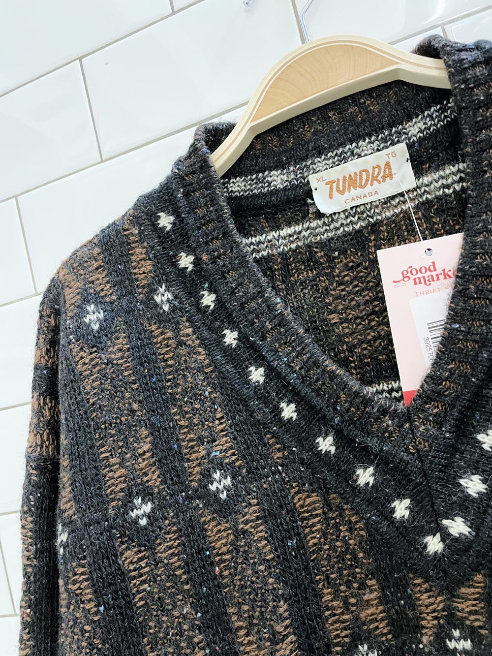 vintage tundra wool v-neck dad sweater