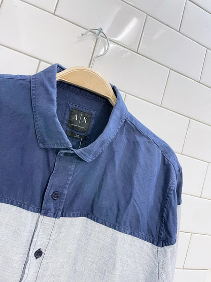 armani exchange linen-blend slim fit shirt