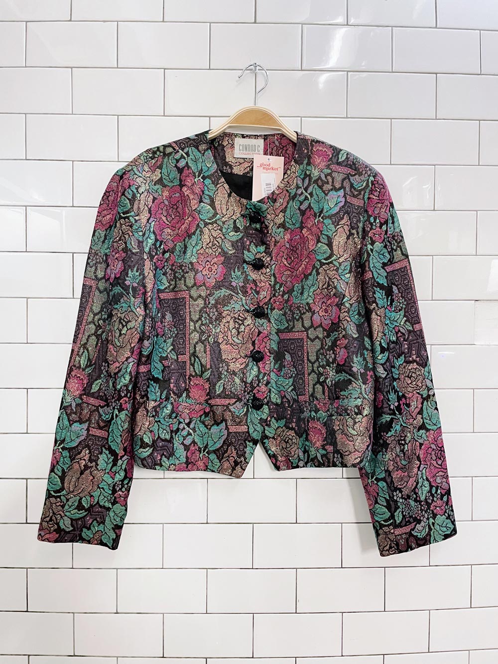 vintage conrad c metallic floral jacquard jacket