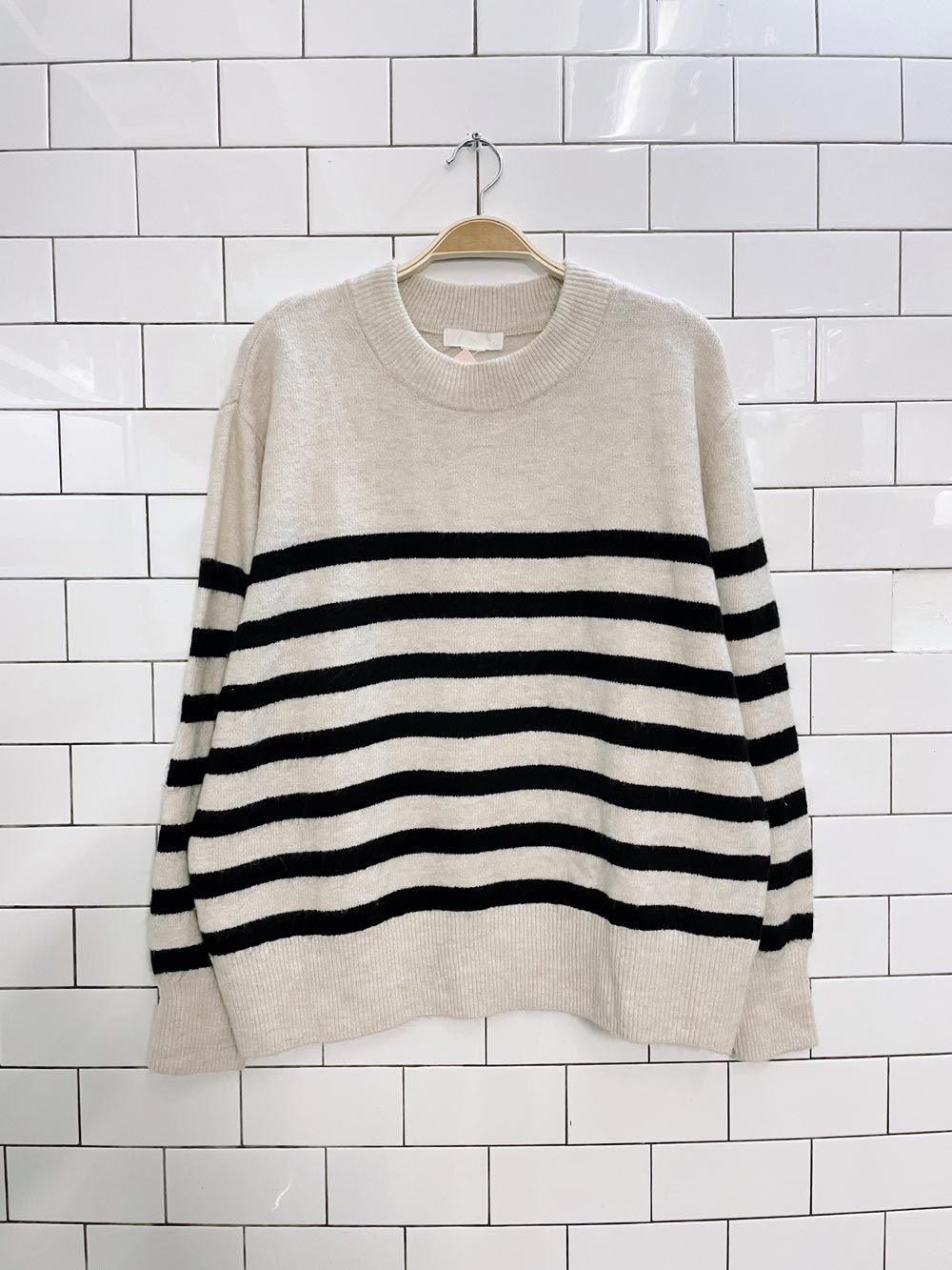 h&m wool-blend stripe cozy knit crew