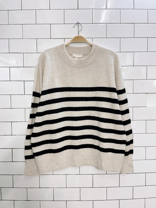 h&m wool-blend stripe cozy knit crew