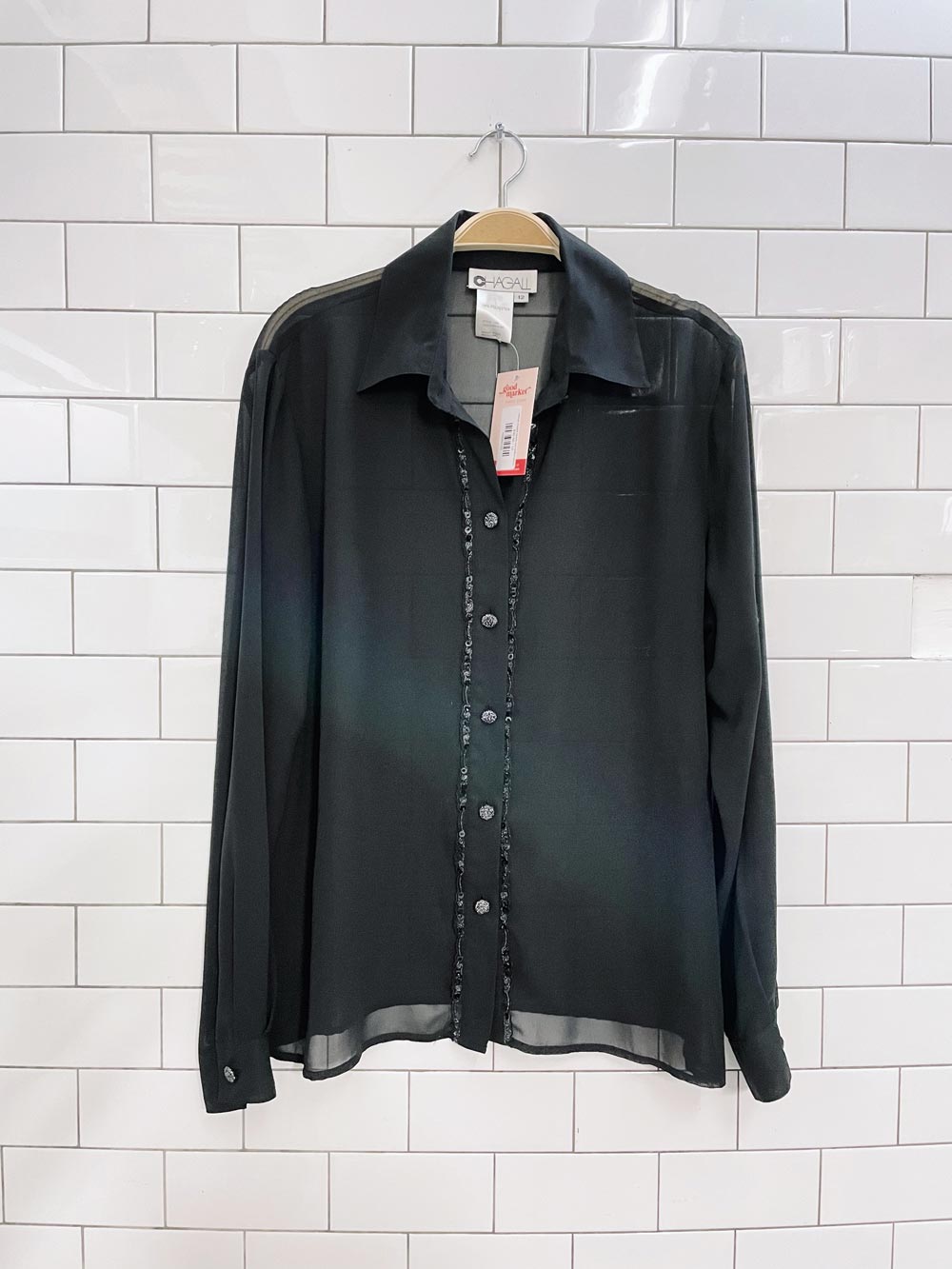 vintage chagall sequin trim chiffon blouse