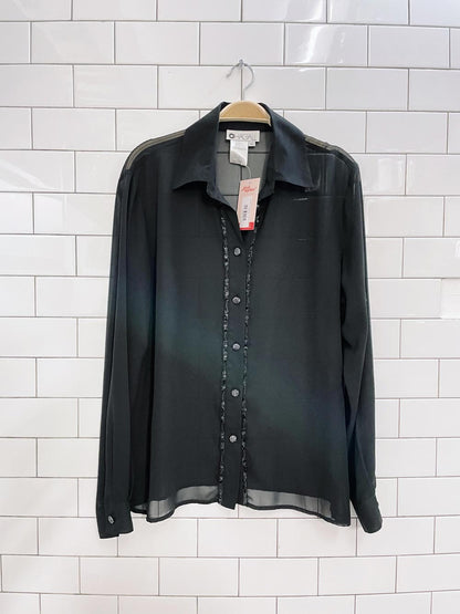 vintage chagall sequin trim chiffon blouse