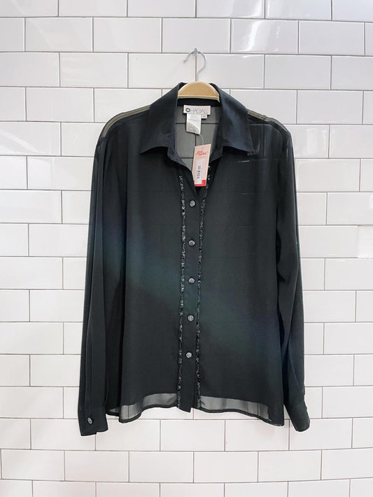 vintage chagall sequin trim chiffon blouse