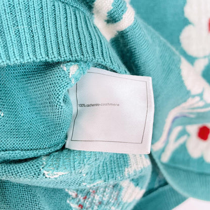 floral 100% cashmere knit sweater - good market thrift store