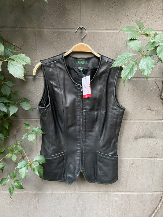 vintage butter leather danier zip vest top