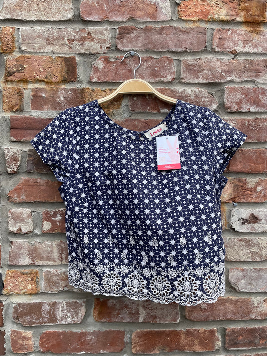 louche embroidered eyelet hem crop top
