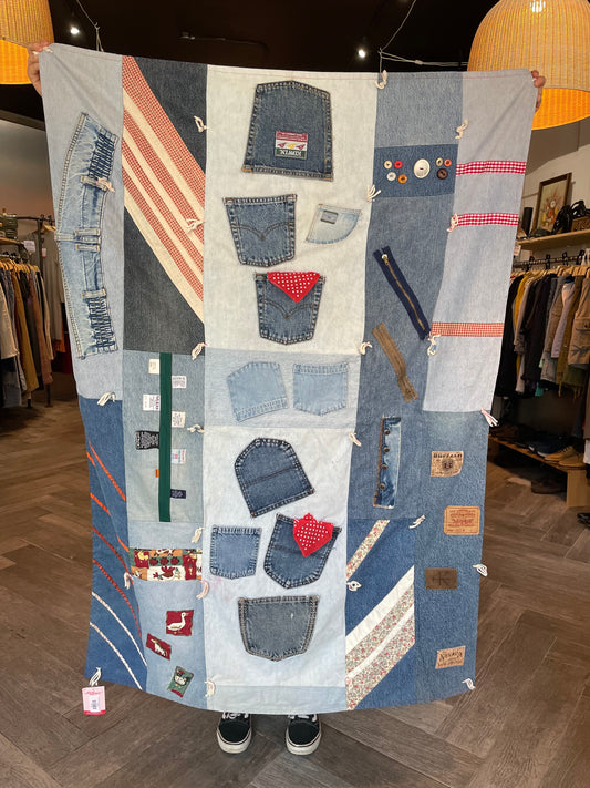 handmade patchwork denim throw blanket