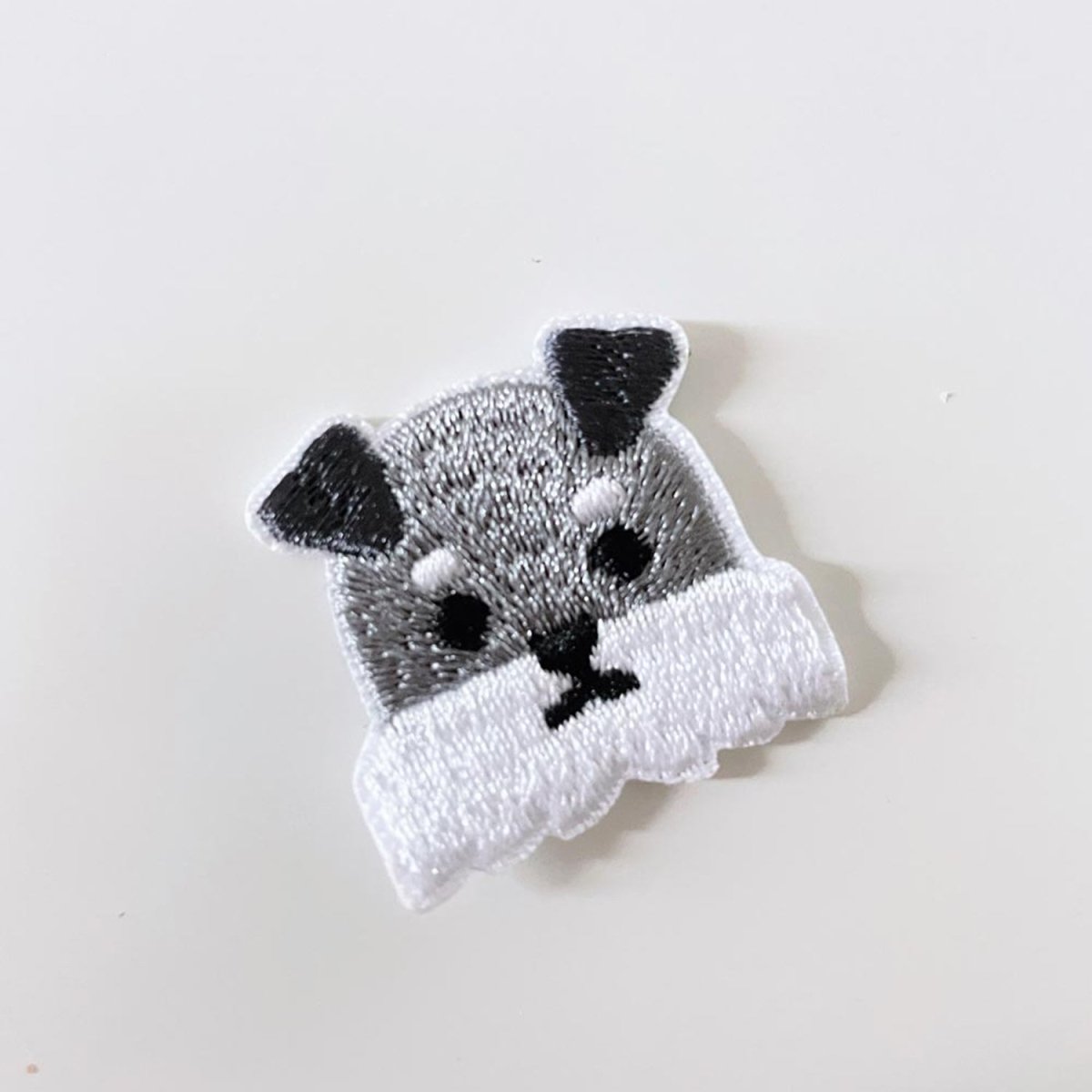 embroidered dog iron - on patch - good market thrift store