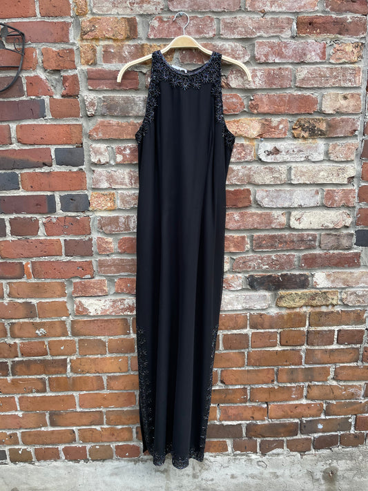 y2k jessica beaded high neck gown