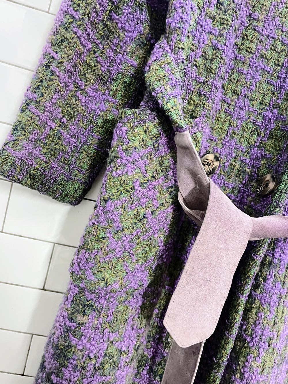 vintage wilsons wool tweed leather belted coat