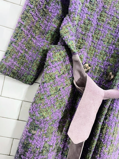 vintage wilsons wool tweed leather belted coat