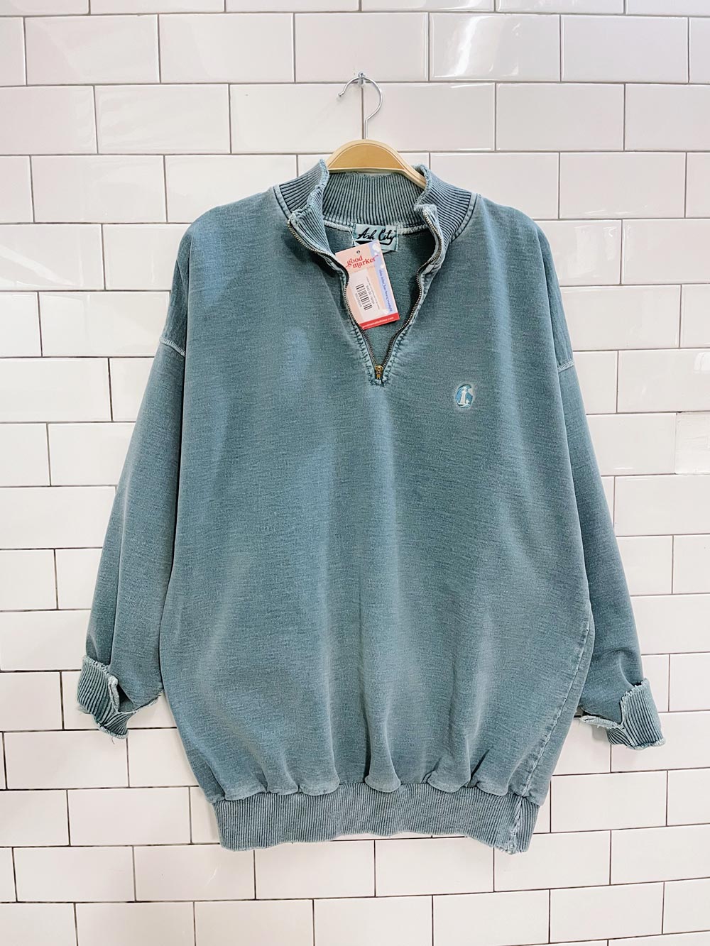 vintage ash city lighthouse 1/4 zip cottage sweatshirt