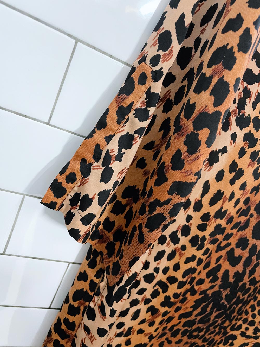 josie natori satin animal print caftan