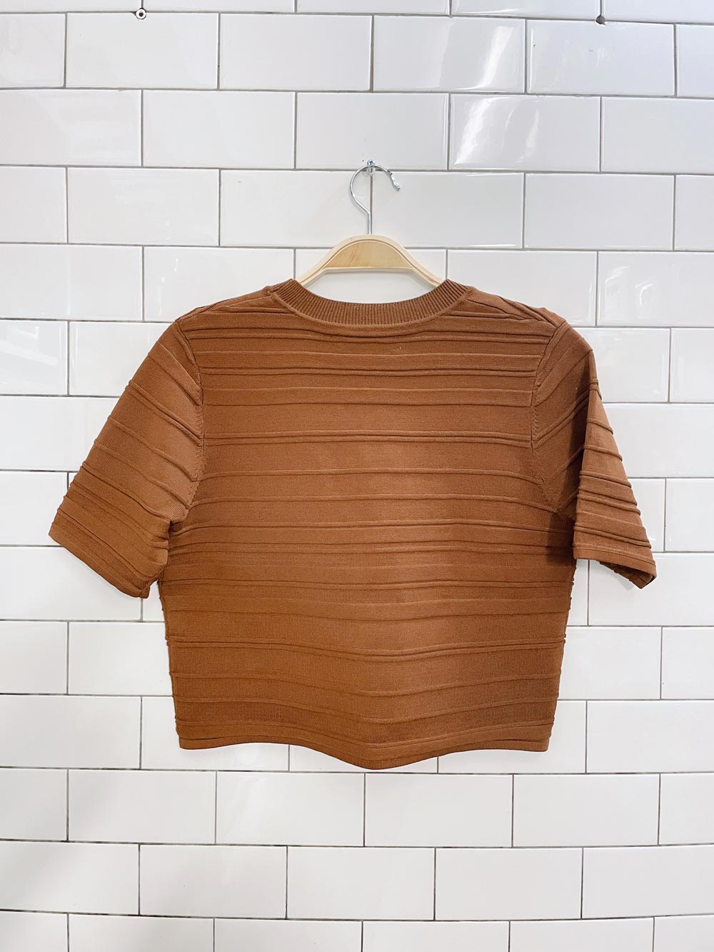 oak + fort cropped short sleeve knit cardi