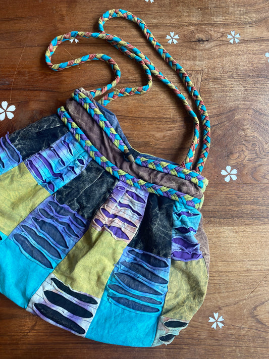 boho grunge patchwork shoulder bag