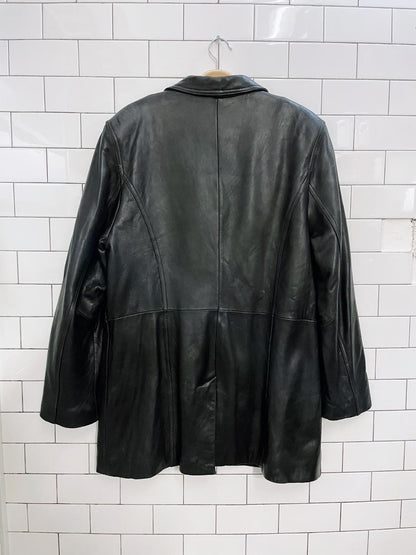 vintage 00s danier minimal leather jacket