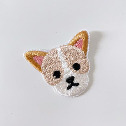 embroidered dog iron - on patch - good market thrift store