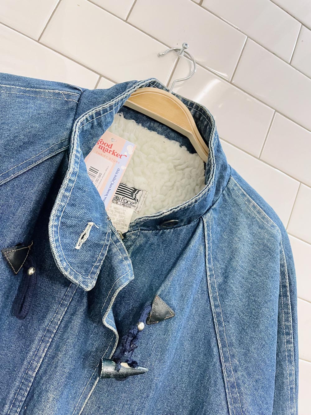 vintage newface sherpa lined denim bomber jacket
