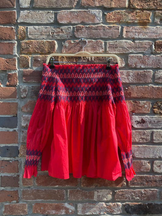 maje elle smocked off shoulder blouse