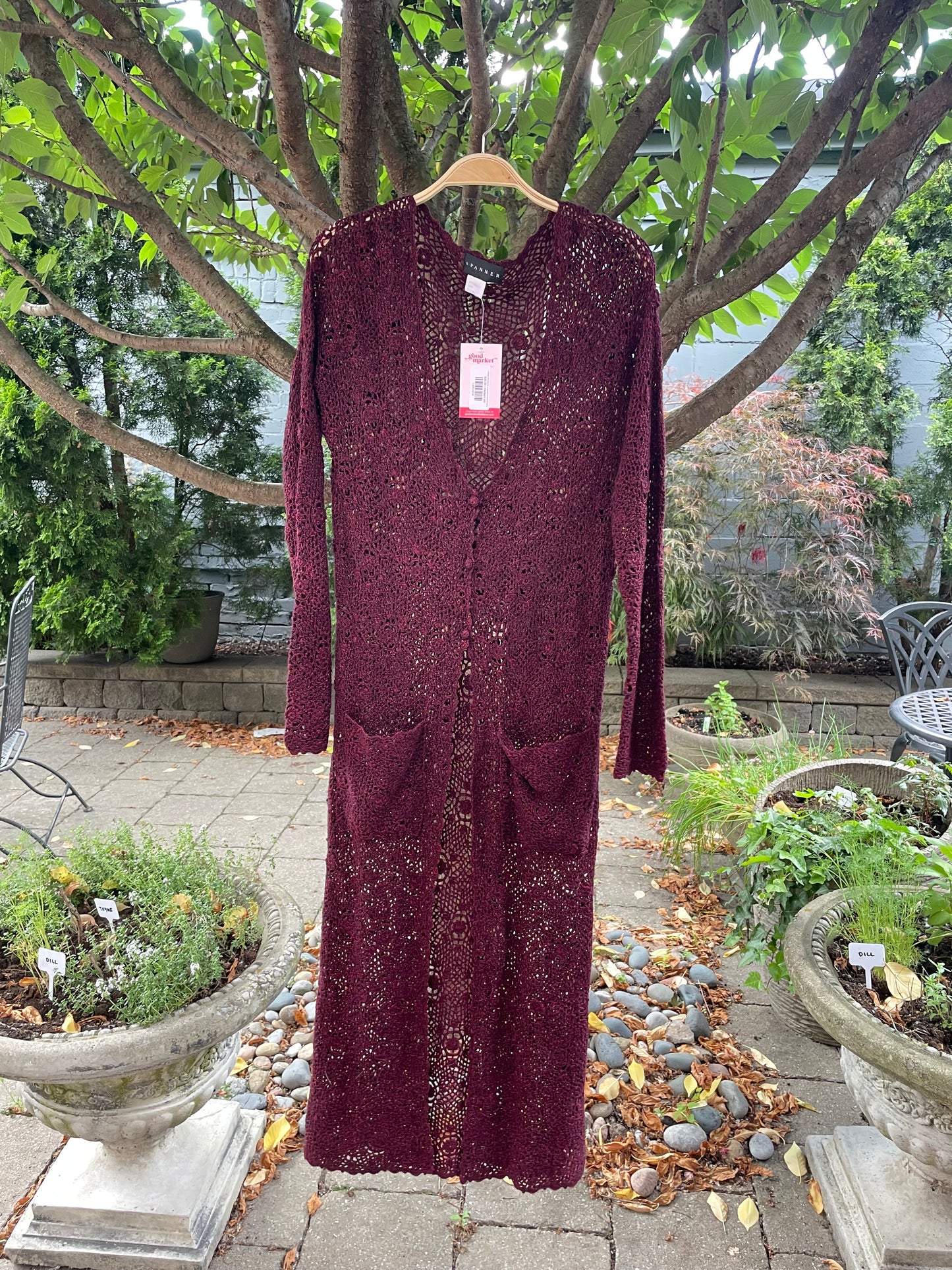 vintage 90s spanner wool-blend crochet duster cardi