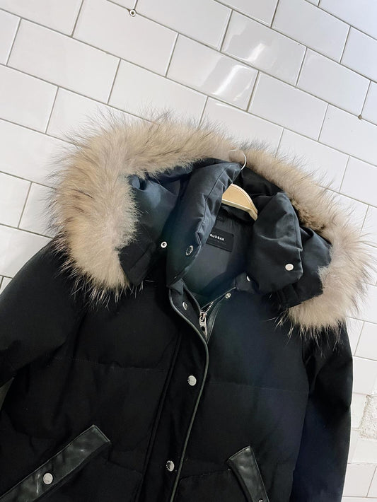 rudsak down coat with fox fur and leather trim