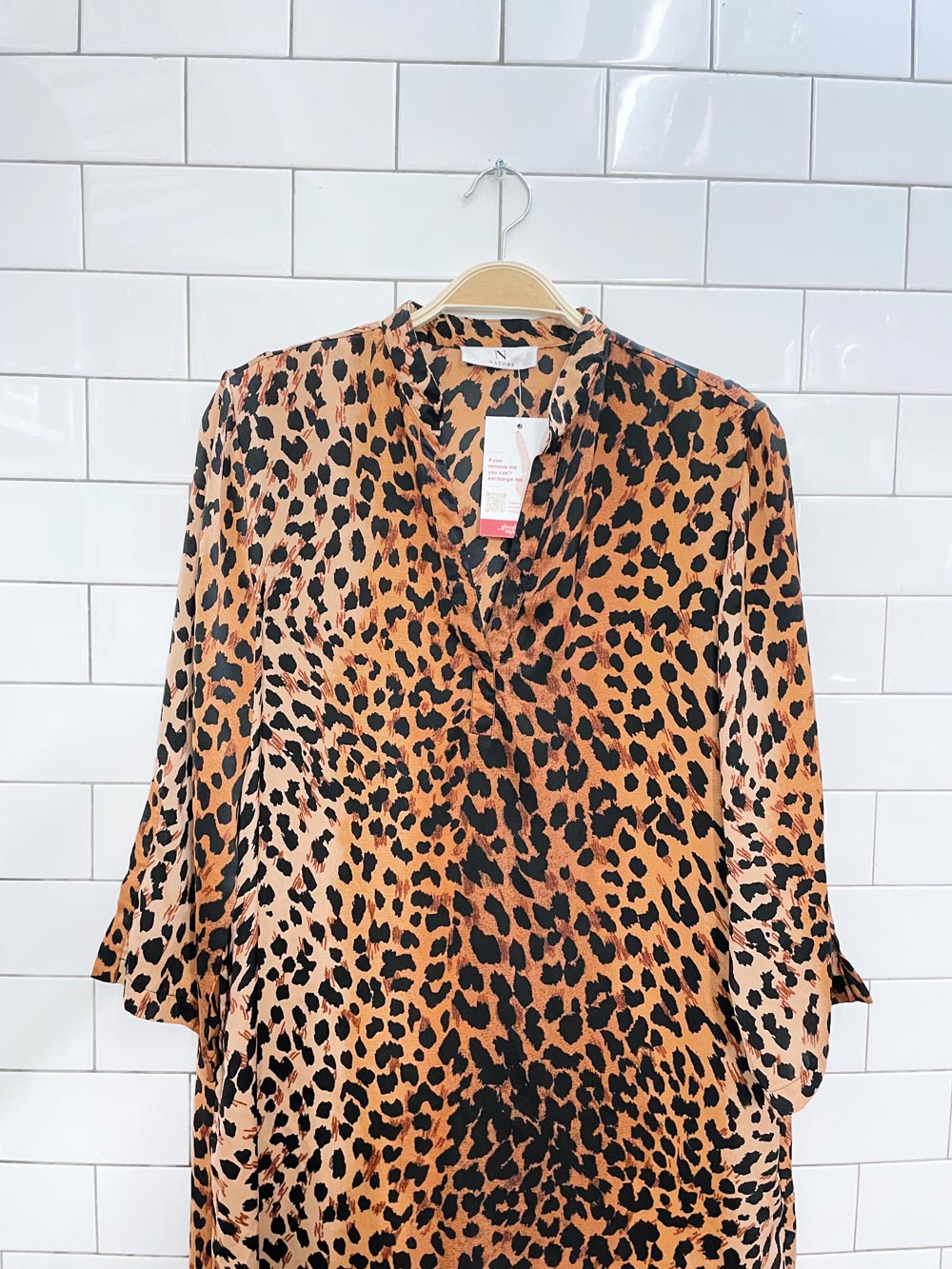 josie natori satin animal print caftan