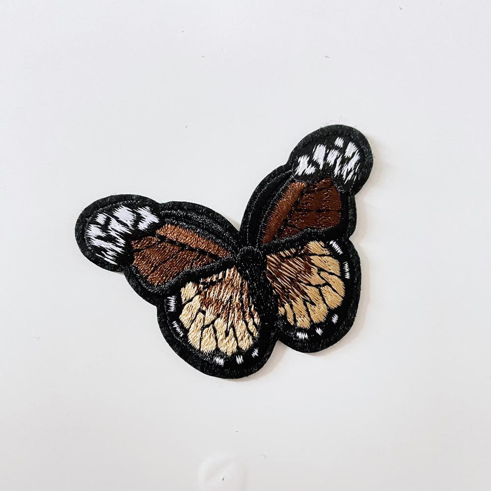 embroidered butterfly iron - on patch - good market thrift store