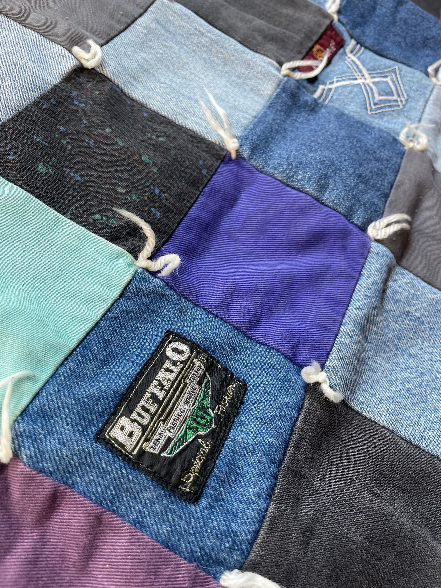 handmade denim patchwork pillow case