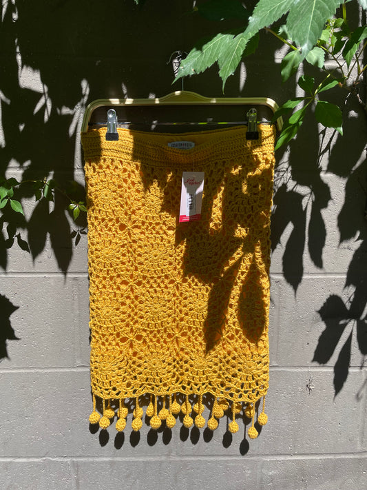 fashion nova crochet pom fringe skirt
