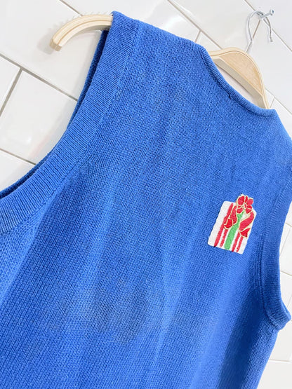 vintage holiday bears + presents knit vest
