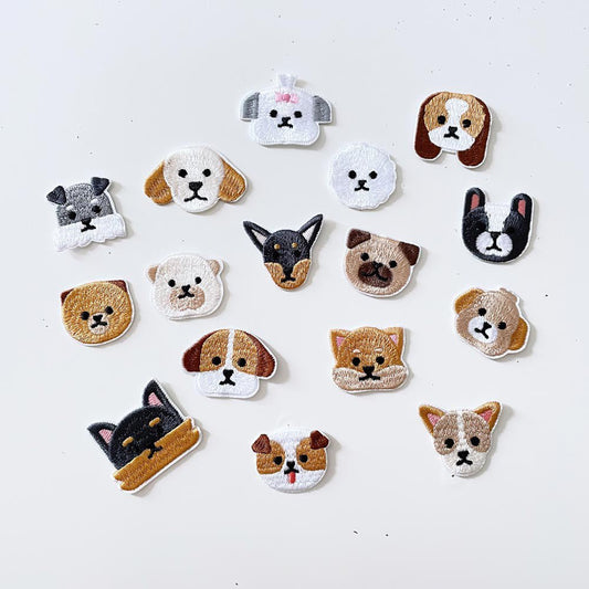 embroidered dog iron - on patch - good market thrift store