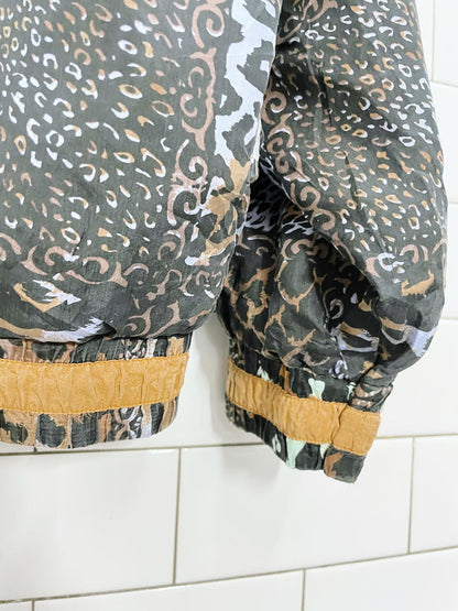 vintage anney animal print silk bomber jacket