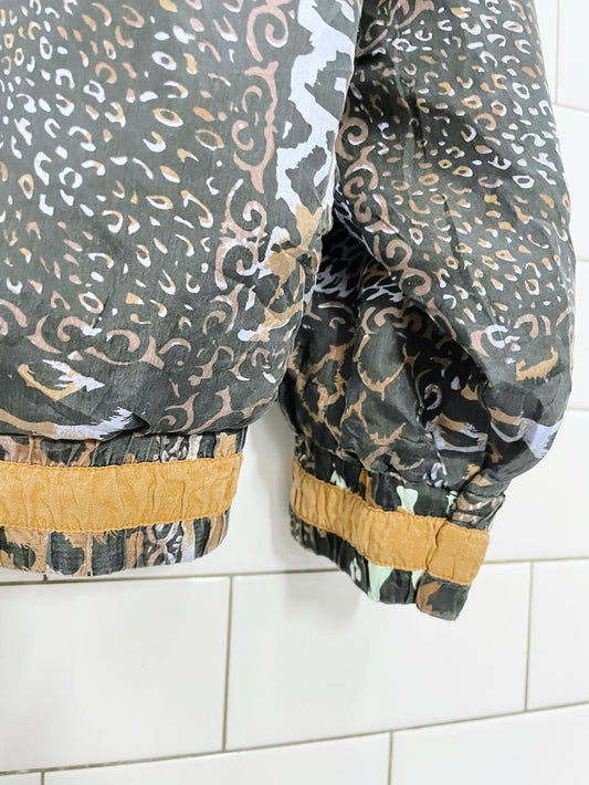 vintage anney animal print silk bomber jacket