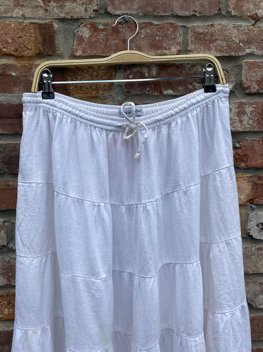 jessica london linen blend tiered midi skirt