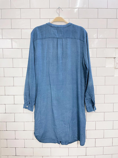 frank and oak blue cotton shirt dress