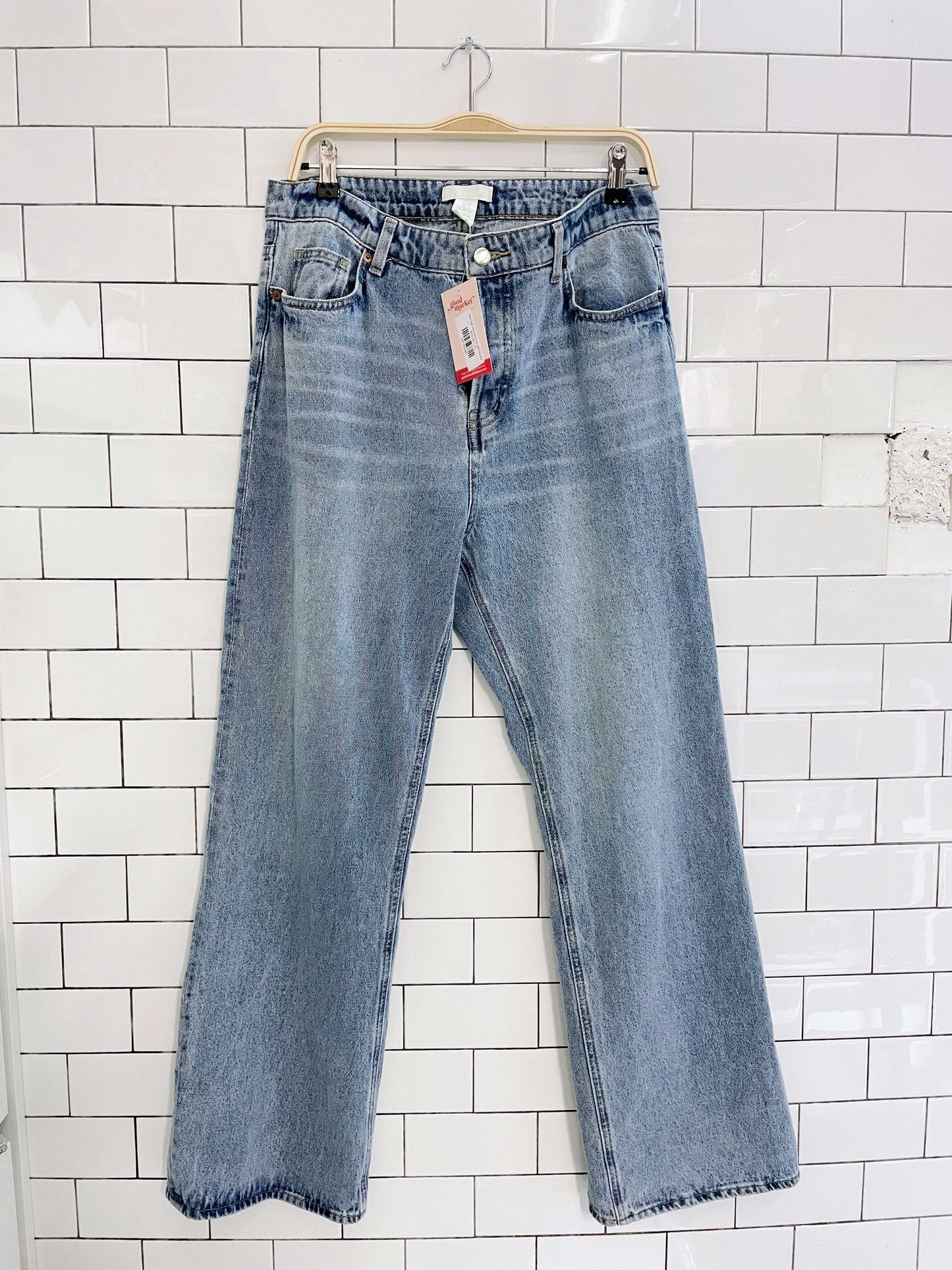 h&m high rise button fly wide leg jeans