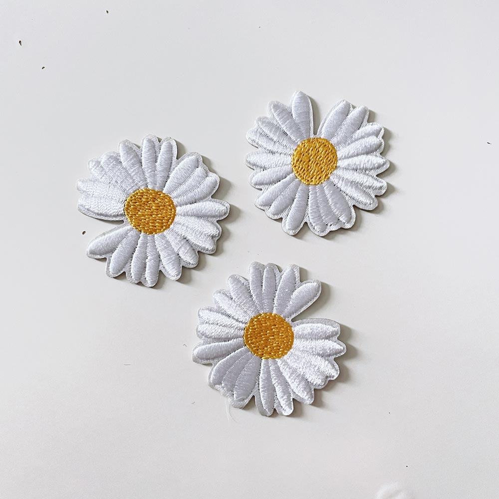 embroidered groovy summer iron - on patch - good market thrift store