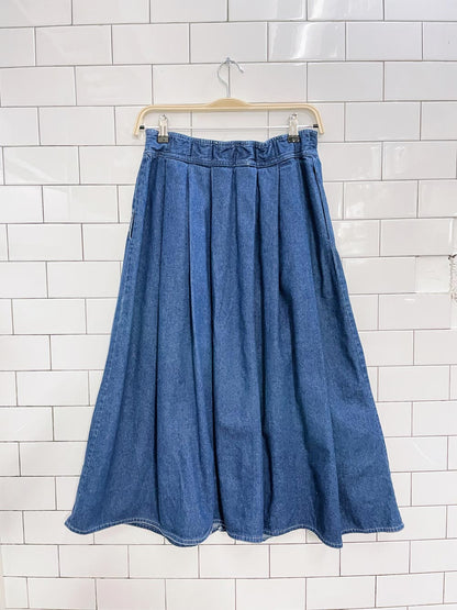 vintage linda lundstrom button denim midi skirt