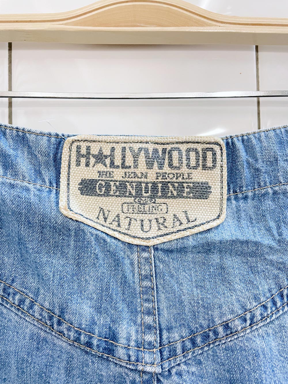 vintage 90s hollywood button denim midi skirt