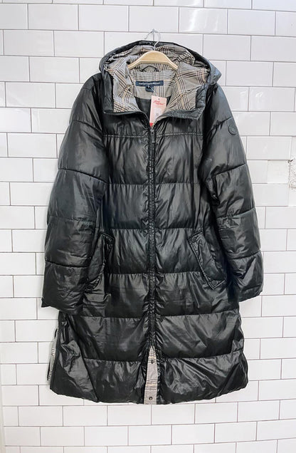french connection poly-fil long puffer coat