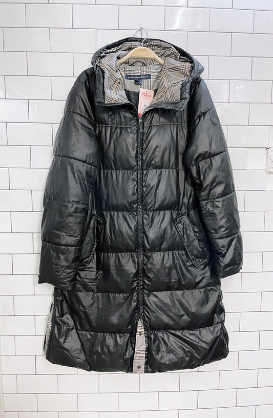 french connection poly-fil long puffer coat