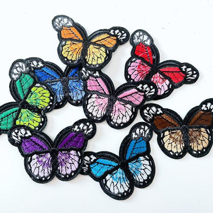 embroidered butterfly iron - on patch - good market thrift store