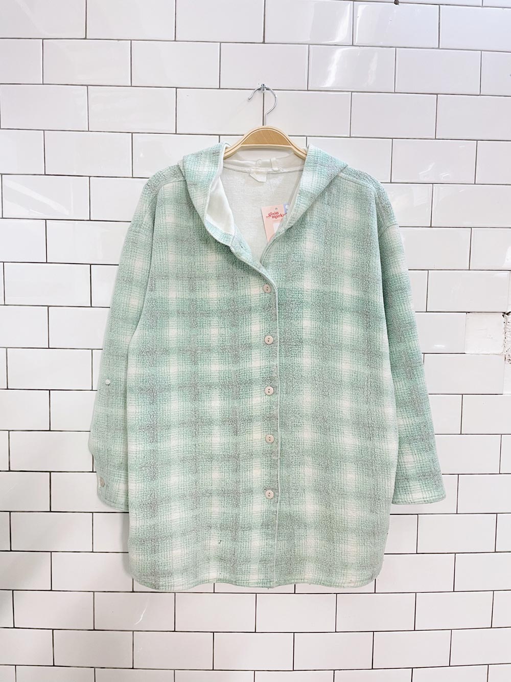 vintage 90s faded plaid cardigan hoodie