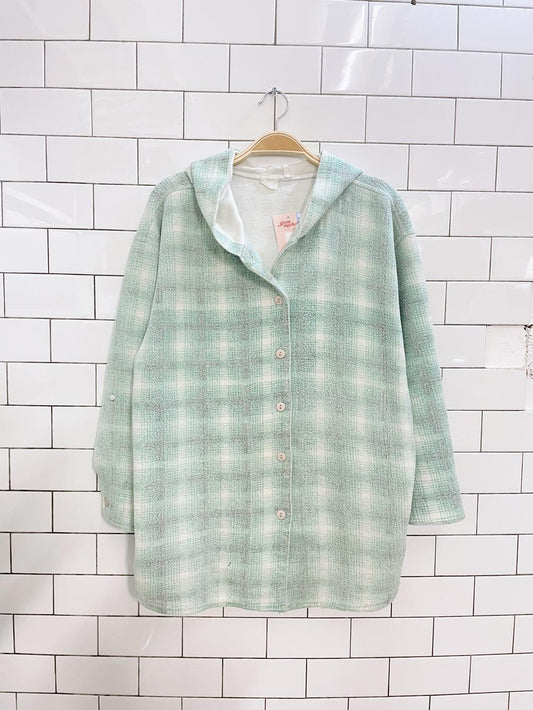 vintage 90s faded plaid cardigan hoodie