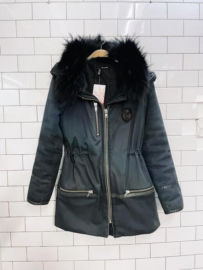 the kooples fur and leather trim parka