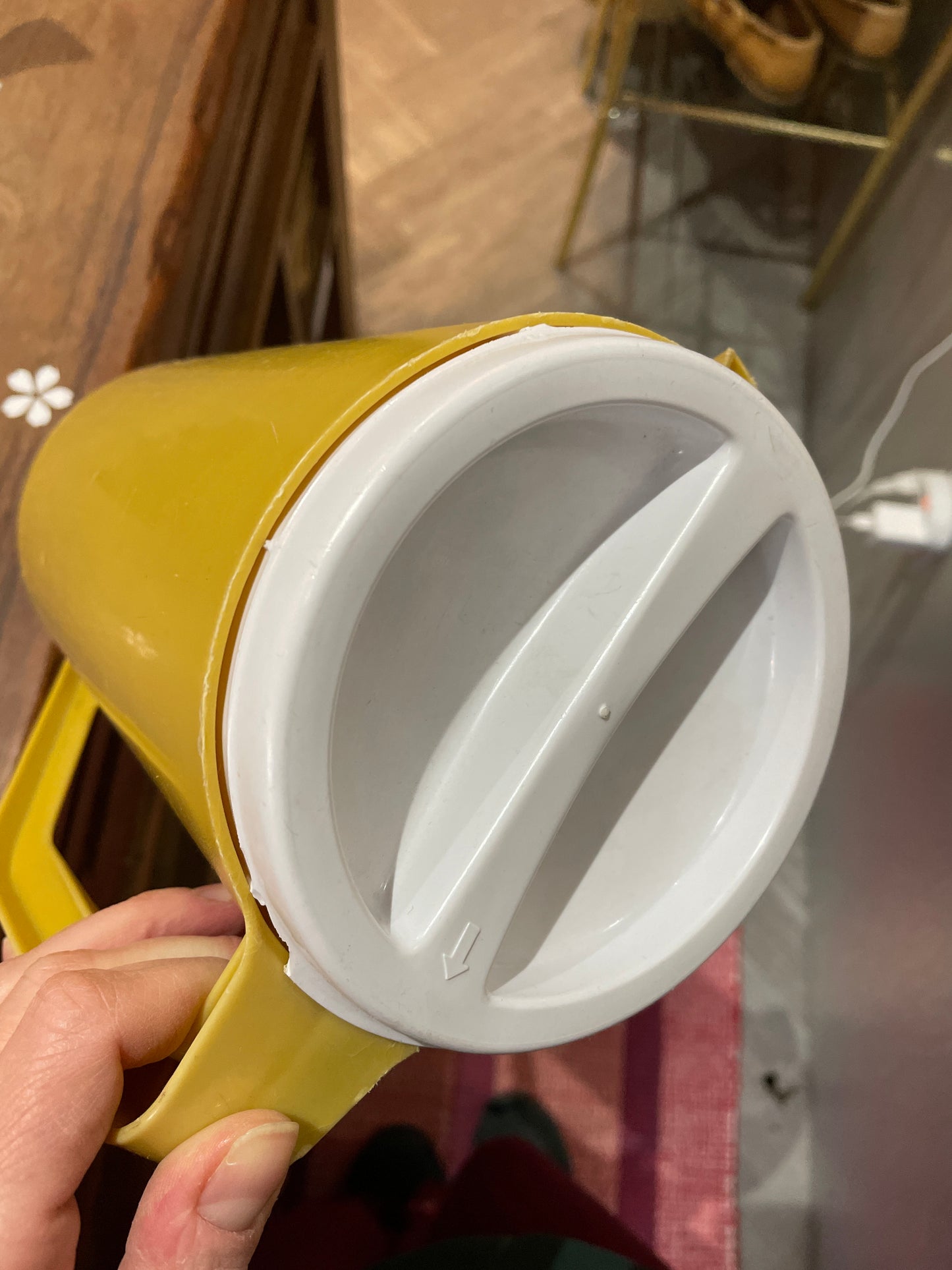 vintage yellow rubbermaid juice pitcher