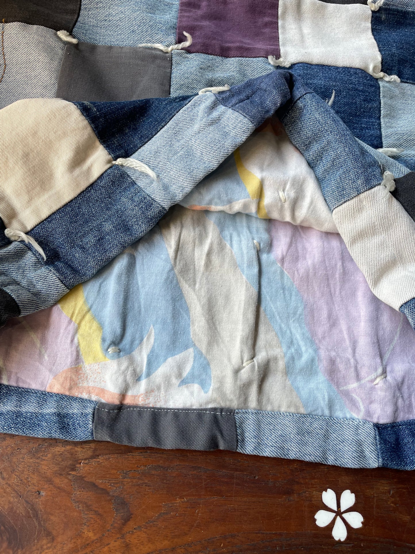 handmade denim patchwork pillow case